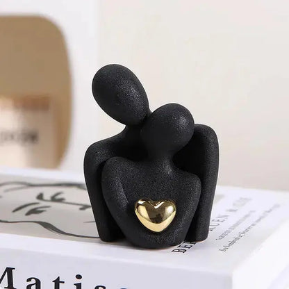 Personalized Couple Ceramic Figurines - Custom Engraved Wooden Base - Handmade Home Decor for Newlyweds Mirevo
