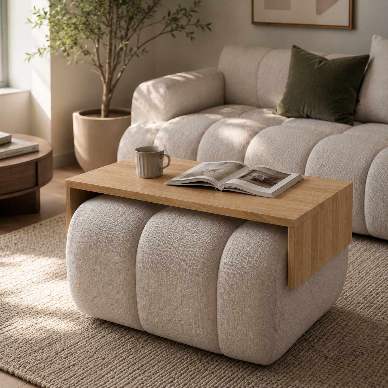 Pouf Ablage - Couchtisch Mirevo