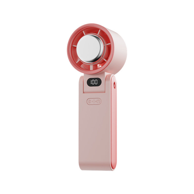 Folding refrigeration high-speed brushless handheld small fan Ice compress 100-speed turbo portable outdoor hanging neck fan cross-border Mirevo