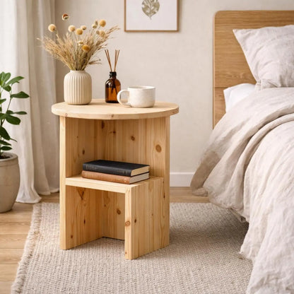 Beistelltisch aus Holz, farmhouse Design, Eiche, Unikat Mirevo