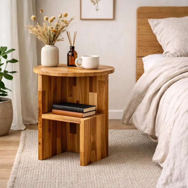 Beistelltisch aus Holz, farmhouse Design, Eiche, Unikat Mirevo